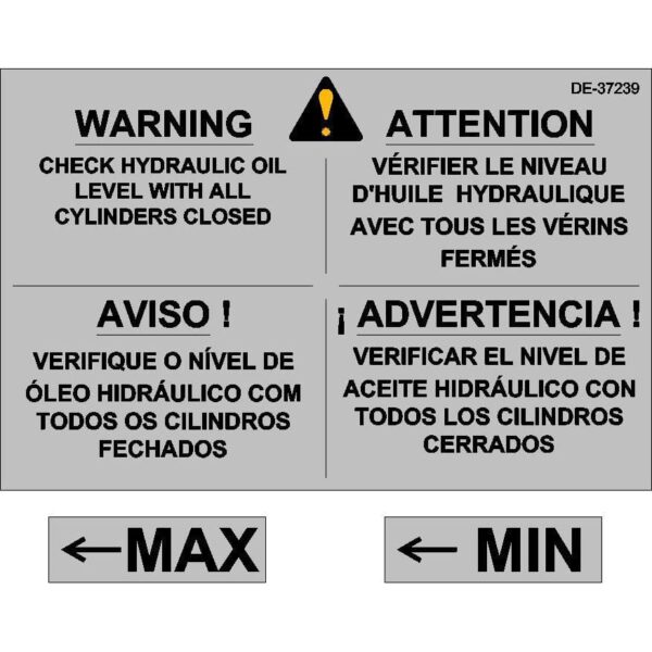 Decal Tank Hyd Oil Level DW
