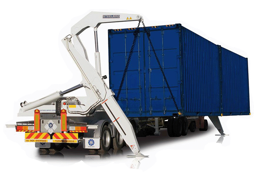 container handling transport solutions using sidelifters and swinglifts